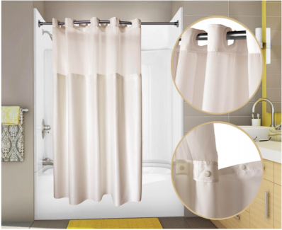 71x77 White-PreHooked Shower Curtains Nylon